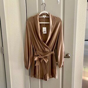 Cami NYC Elyssa Silk Romper in Beachwood Size XS